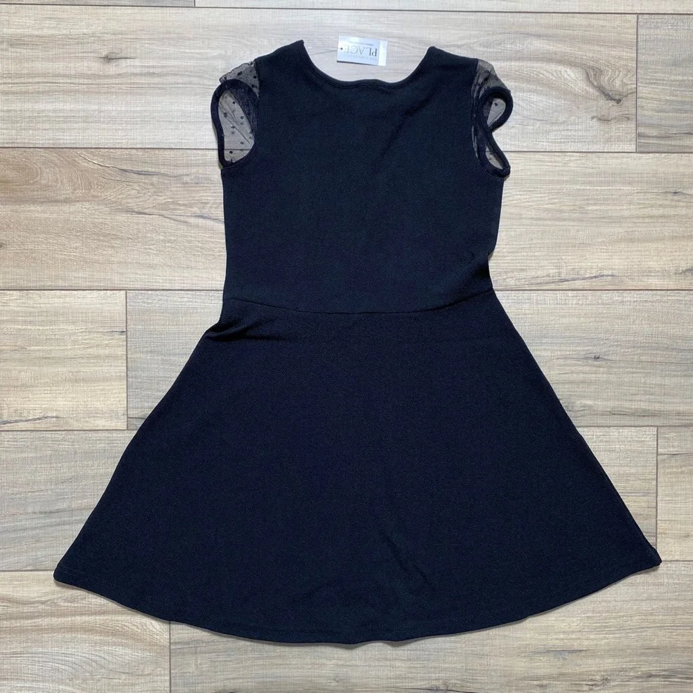The Children’s‎ Place Jacquard Mesh Sleeve Skater Dress Size L 10/12 Black